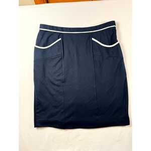 Banana Republic Navy Blue Pencil‎ Skirt White Trim Career Professional Office